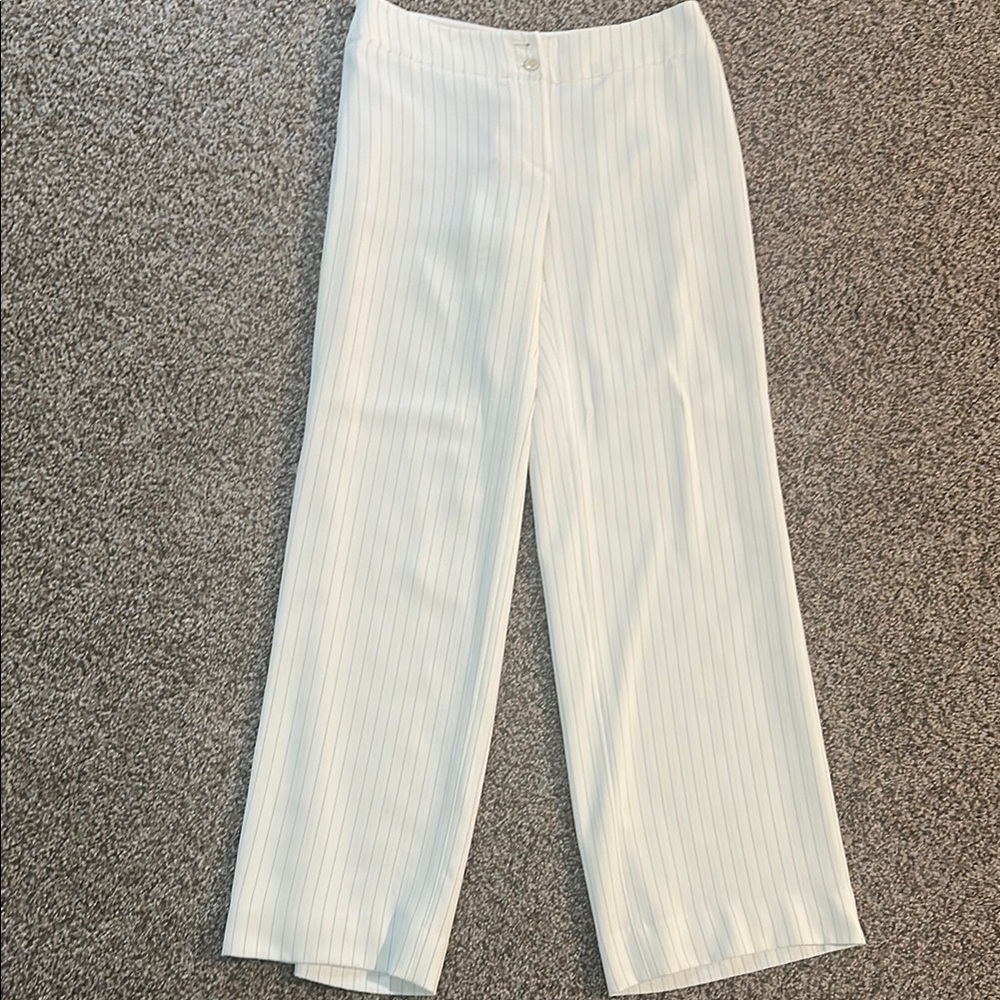 Armani Collezioni White Striped Wide Leg Pants
